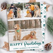 Happy Pawlidays パーソナライズされた Cute Pet Dog 3写真 シーズンカード