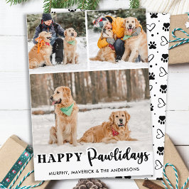 Happy Pawlidays パーソナライズされた Cute Pet Dog 3写真 シーズンカード