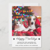 Happy Pawlidays パーソナライズされた Dog Cat Pet写真 シーズンカード (正面)