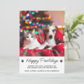 Happy Pawlidays パーソナライズされた Dog Cat Pet写真 シーズンカード (スタンド正面)