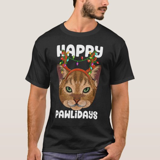 Happy Pawlidays Abyssinian Christmas Paw Cat Holid Tシャツ (正面)