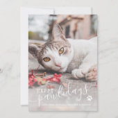 Happy Pawlidays Cat おもしろい Photo Pet Christmas シーズンカード (正面)