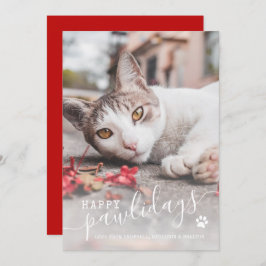 Happy Pawlidays Cat おもしろい Photo Pet Christmas シーズンカード