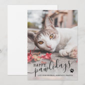 Happy Pawlidays Cat Photo モダン Pet Christmas Hol シーズンカード (正面/裏面)