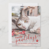Happy Pawlidays Cat Photo Pet Red Christmas Holid シーズンカード (正面)