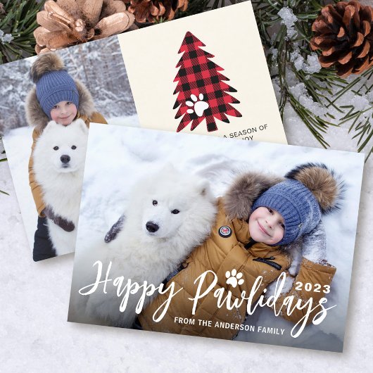 Happy Pawlidays Christmas Tree 2 Photo Pet Puppy シーズンカード