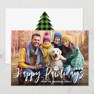 Happy Pawlidays Christmas Tree Pet Dog Puppy写真 シーズンカード