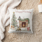 Happy Pawlidays Dog Design – 英語ブルドッグ クッション (ブランケット)