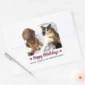 Happy PAWlidays Dog Lover Cat Pet Photo Christmas スクエアシール (封筒)