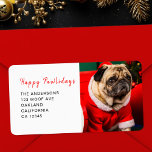 Happy Pawlidays Dog Pet Photo Christmas Address ラベル<br><div class="desc">これらの愛らしい'Pawlidays'の差出人住所ラベルで、あなたのホリデーメールに喜び、ペットを愛するtouchを追加！クラシックのクリスマスカラーで明るい犬の写真を特集したラベルは、一見してフェスティバル応援を広げたい愛犬家に最適だ。ホリデーカード、パッケージ、季節ごとの挨拶に最適な彼らはあなたのメールを見て明るく見ている間にあなたの毛皮の友人に対する愛を示す保おもしろいの方法メリーである！</div>