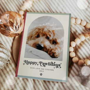 Happy Pawlidays Dog Photo おもしろい Christmas シーズンカード