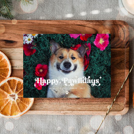 Happy Pawlidays Dog Photo おもしろい Christmas シーズンカード