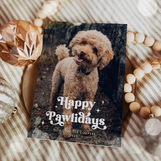 Happy Pawlidays Dog Photo おもしろい Christmas シーズンカード