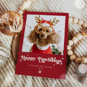 Happy Pawlidays Dog Photo おもしろい Christmas シーズンカード