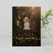 Happy Pawlidays Fun Stars Dog Photo 箔シーズンカード (立ち正面)