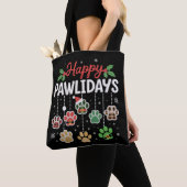 Happy Pawlidays Funny Christmas Dog Paw Xmas Dogs  トートバッグ (クローズアップ)