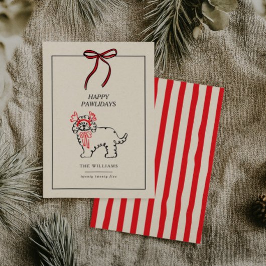 Happy Pawlidays Modern Dog Family Christmas Card シーズンカード