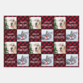 Happy Pawlidays Red Buffalo Plaid カスタム2写真 ラッピングペーパーシート (正面)