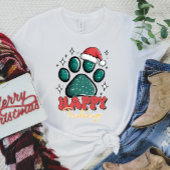 Happy Pawlidays Santa PawプリントTシャツ Tシャツ