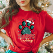 Happy Pawlidays Santa PawプリントTシャツ Tシャツ