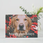 Happy Pawlidays | Script Christmas Pet Dog Photo シーズンカード (スタンド正面)