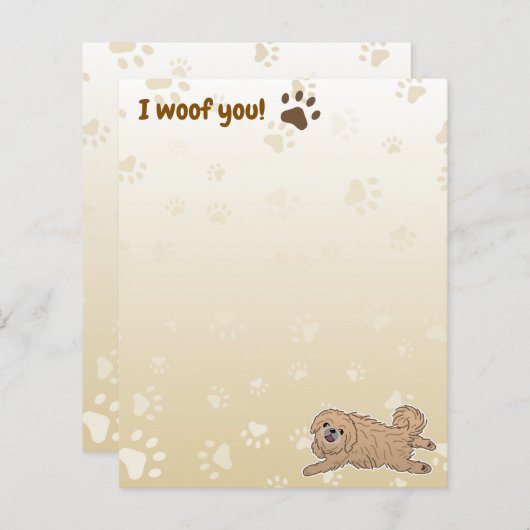 Happy Pekingese Dog Lover I Woof You Paws (正面/裏面)