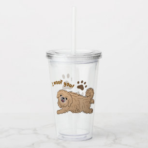Happy Pekingese Dog Lover I Woof You Paws アクリルタンブラー