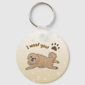 Happy Pekingese Dog Lover I Woof You Paws キーホルダー (裏面)