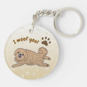 Happy Pekingese Dog Lover I Woof You Paws キーホルダー (裏面)