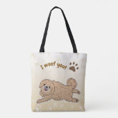 Happy Pekingese Dog Lover I Woof You Paws トートバッグ (裏面)