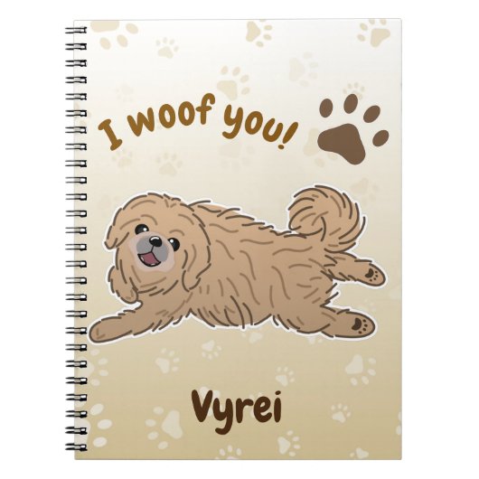 Happy Pekingese Dog Lover I Woof You Paws ノートブック (正面)