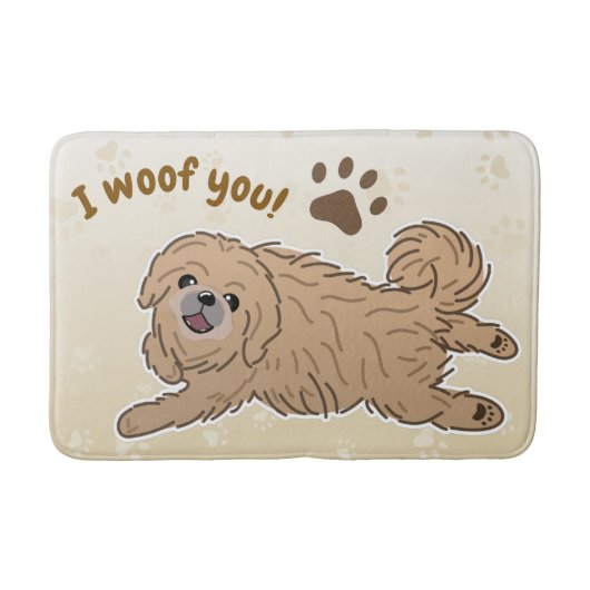 Happy Pekingese Dog Lover I Woof You Paws バスマット (正面)