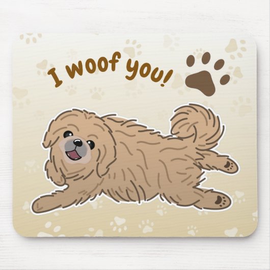Happy Pekingese Dog Lover I Woof You Paws マウスパッド (正面)