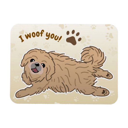Happy Pekingese Dog Lover I Woof You Paws マグネット (横)