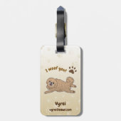 Happy Pekingese Dog Lover I Woof You Paws ラゲッジタグ (裏面縦)