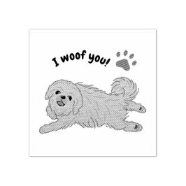 Happy Pekingese Dog Lover I Woof You Paws ラバースタンプ