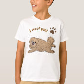 Happy Pekingese Dog Lover I Woof You Paws Tシャツ (正面)