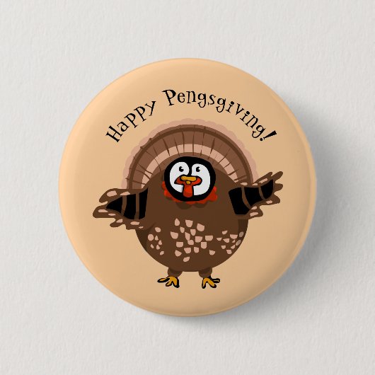 Happy PengsGiving Turkey 缶バッジ (正面)