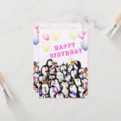 Happy Penguinパーティー誕生日カード – カスタマイズ可能 カード (正面/裏面インサイチュ)