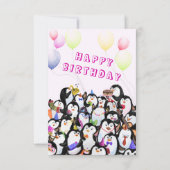Happy Penguinパーティー誕生日カード – カスタマイズ可能 カード (裏面)