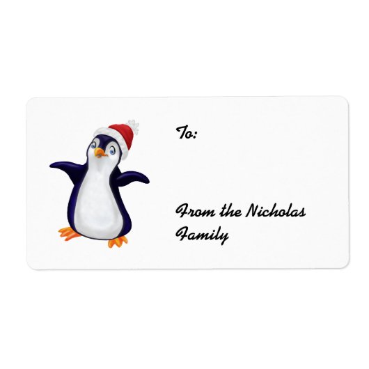 Happy Penguin Christmas Present labels(L) ラベル (正面)