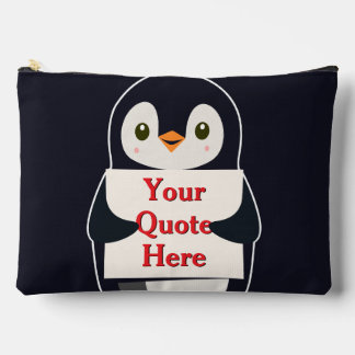 Happy penguin holding a sign to personalize アクセサリーポーチ