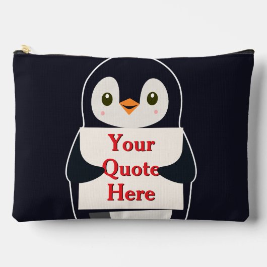 Happy penguin holding a sign to personalize アクセサリーポーチ (正面)