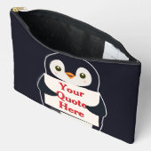 Happy penguin holding a sign to personalize アクセサリーポーチ (見開き)