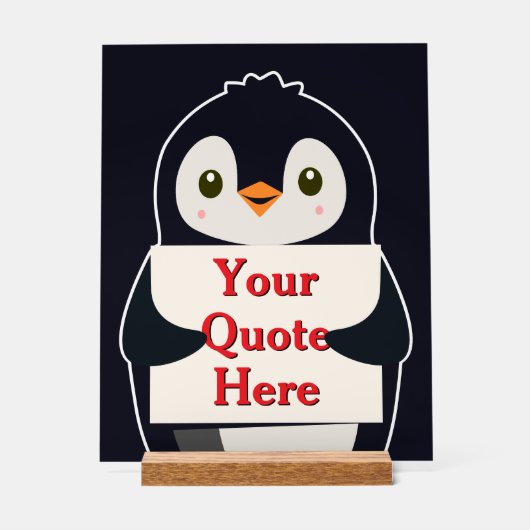 Happy penguin holding a sign to personalize アクリルサイン (正面)