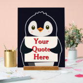 Happy penguin holding a sign to personalize アクリルサイン (ウェディング)