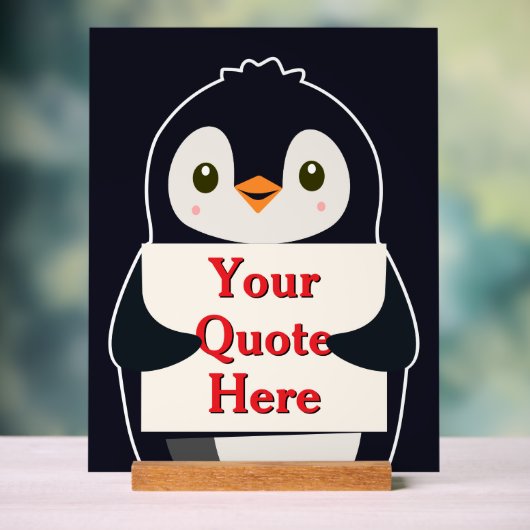 Happy penguin holding a sign to personalize アクリルサイン (ニュートラル)