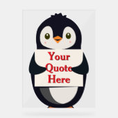 Happy penguin holding a sign to personalize アクリルサイン (正面)