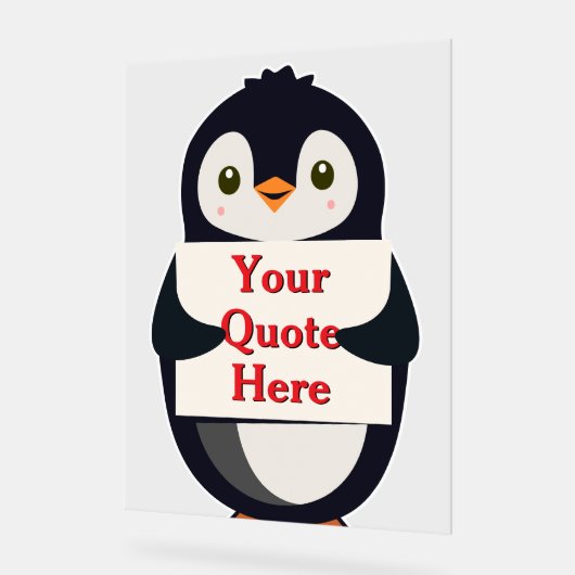 Happy penguin holding a sign to personalize アクリルサイン (傾斜)