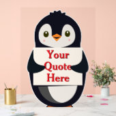 Happy penguin holding a sign to personalize アクリルサイン (ウェディング)